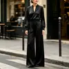 2026 Moda Femenina Elegante de Color Sólido con Mangas Largas y Pantalones de Pierna Ancha Conjunto de Dos Piezas para el Sitio Independiente Europeo y Americano Transfronterizo de Amazon