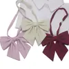 Pajarita de Color Sólido con Puntiagudos y Acentos de Plumas, Accesorios Jk, Pajarita Estilo Japonés para Estudiante Mujer, Pajarita Grande con Cordón, Estilo Uniforme Escolar