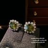 Pendientes Alexander Dopamina con Piedras Preciosas Grandes Familia Rica Chapados en Oro Oro de 18 Quilates Morado Pavo Real Zirconia Morada