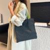 Design Xadrez Listrado 2026 Outono Nova Moda Versátil Estiloso Lona Estilo Coreano Grande Capacidade Bolsa Tote de Ombro