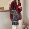 Suéter casual y elegante de cuadros grises para mujer, otoño e invierno, talla grande, top de punto suelto y suave, súper estiloso