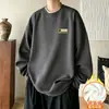 Novo moletom pesado masculino, tendência outono e inverno, novo versátil juvenil casual para atividades ao ar livre, moletom estampado