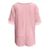Camiseta de Mujer de Punto con Encaje Calado y Empalme, Manga Corta, Cuello en V, Estilo Europeo y Americano, Nueva Popularidad Transfronteriza, Procesamiento y Personalización