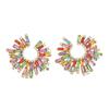 Europa e Estados Unidos Super Flash brincos de girassol com diamantes coloridos design de temperamento da moda brincos de diamante de liga brincos femininos transfronteiriços