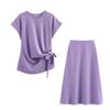 2025 Exportación al por mayor Otoño e Invierno Estilo Europeo y Americano Tops Suaves de Manga Corta Falda Midi K4-23471 Spandex