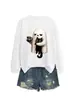 Amazon eBay Estação Autônoma Halloween Novo Estilo Divertido Versátil Feminino meh Fantasma Gato Preto Café Moletom