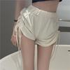 Shorts esportivos pretos femininos verão 2025 novo design senso calças plissadas com cadarço cintura alta casual moderno