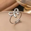 Joias Vintage de Aço Inoxidável Ouro 18K Aço Titânio Anel Aberto Não Desbota Nicho Feminino Sensação de Alta Qualidade