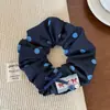 Goma para el pelo de lunares de alta gama Kolu de Sal Marina Coreana con Etiqueta de Tela de Lazo, Goma para el Pelo de Moda para Mujer