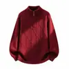 Suéter Casual Masculino Novo para Outono e Inverno com Meio Zíper e Gola Alta, Pulôver Engrossado, Tamanho Grande Masculino, Camada Base de Tricô Masculina