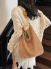 Bolso Tejido de Algodón de Gran Capacidad Casual Transfronterizo para Mujer Estilo Nuevo Hueco Tejido a Mano Hombro Playa Versátil Bolso de Mujer