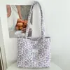 Bolsa de Lona Floral Nova Outono 2026 Texturizada Grande Capacidade Ombro Tote Casual Estudante Sacola de Compras