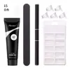 Set de Gel de Extensión para Fototerapia sin Papel Transparente Rápido Set de Extensión de Uñas de Cristal Incluye Moldes para Uñas, Tiras de Lijado y Bolígrafo para Arte de Uñas