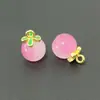 Yanyuan Nectarina Degradado Fruta Joyería al por Mayor Pulsera de Durazno Rosa Colgante Pendientes de Calcedonia Rosa Natural Rosa