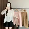 Novedades Otoño 2026 Talla Grande Camiseta de Manga Larga para Mujer Patrón de Ola Irregular Sentido del Diseño Top Calado Delgado