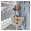 Bolsa Tejida de Paja Personalizada Hilo de Algodón Bolso de Mujer Celebridad de Internet Nuevo Estilo Étnico Girasol Hada Simple Casual Bolso de Mano