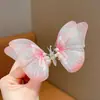 Pinza para el pelo de mariposa móvil para niñas, accesorio súper de hada para el cabello, tocado de lazo tridimensional para niños, pasador lindo estilo princesa