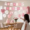 Set de globos de cumpleaños para niña con lazo rosa, pancarta de primer cumpleaños, decoraciones de fondo para fiesta