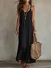 Vestido de tirantes V-neck para mujer, color liso, estilo bohemio vacacional, europeo y americano, Amazon, 2026