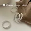Anillo de Plata Estilo Ins Dongdaemun de Corea del Sur Plata de Ley S925 Anillo de Empalme de Cuentas de Tres Capas Estilo Simple y Versátil para Apilar
