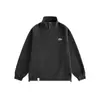 Moletom com Gola Alta e Zíper Parcial Estilo Americano com Forro de Fleece para Homens, Roupa de Outono e Inverno, Peça Superior Pesada sem Capuz, Camisa de Manga Longa para Camada Base