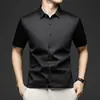 Camisa Masculina de Manga Curta de Seda de Amora de Alta Qualidade para o Verão, Tamanho Grande, Luxo Leve, Seda Genuína, Casual de Negócios, Cor Sólida, Não Amassa, Resistente a Amassados