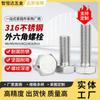 Perno hexagonal exterior de acero inoxidable 316 DIN933 perno de cabeza hexagonal perno hexagonal de diente completo extendido M6 ~ M12