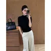 Camiseta feminina de gola alta com cinco mangas, estilo coreano de verão, solta, justa ao corpo, para usar por baixo, top base