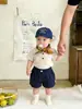 Conjunto de Algodón Puro para Bebé de Verano, Camiseta Elegante de Manga Corta Fina para Niño Pequeño, Pantalones Cortos Casuales Versátiles para Bebés y Niños Pequeños en Verano