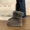 Botas de Nieve Marrones con Felpa Gruesa, Suela Gruesa, para Mujer, Estilo Nuevo 2026, Cálidas de Invierno, Antideslizantes, Botas de Algodón con Piel del Noreste