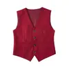 Chaleco Rojo Formal para Niños, Ropa Formal de Padrino de Bodas para Niños, Atuendo de Presentación, Chaleco Borgoña Estilo Británico, Venta al por mayor de una pieza