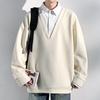 Sudadera Falsa de Dos Piezas con Solapa para Hombre Estilo Old Money Estilo Hong Kong Cuello de Camisa Top W5031 2025