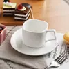 Taza de Café de Cerámica Blanca Leche y Platillo Set Simple Oficina Creativo Taza de Té con Leche Taza de Café Taza para el Té de la Tarde