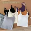 Camisola de Lyocell cepillado multitalle para otoño e invierno con tirantes finos y copas incorporadas, un top básico versátil