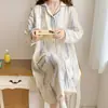 Vestido de confinamento de gaze de algodão para maternidade verão camisola de amamentação quarto de maternidade hospitalar plus size pijama para gestantes primavera e outono