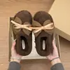 Elegantes Pantuflas de Piel de Alta Gama y Alto Valor para Mujer, Uso en Exteriores, Nuevo Estilo Otoño/Invierno 2026, Moño, Suela Gruesa, Pantuflas de Algodón