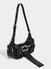 Bolso Biker de un solo hombro para debajo del brazo de moda 2026, Estilo Punk de Nicho, Bolso de Mano Versátil con Hebilla de Cinturón Tachonada