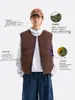 Chaleco de Plumas de Invierno Black Fleet Chaqueta de Plumas de Pato Blanco Chaleco de Plumas Patchwork Retro Color Block Unisex