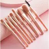 Seleccionar estrictamente 7 juegos de brochas de maquillaje de pelo suave, brocha para sombra de ojos, brocha para rubor, brocha para polvo, brocha para cejas, brocha para base, herramienta de brocha para iluminador y corrector