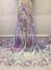 Tecido de Renda de Malha com Lantejoulas Africanas Bordado com Contas Renda de Lantejoulas Tecido para Vestido MN3097