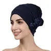 Gorro con Flores de Rosa de Colores Transfronterizo, Gorro de Punto Floral Liso Plegado para Mujer, Gorro de Maternidad con Protección contra el Viento para el Posparto