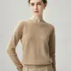 2026 Inverno Novo Cashmere Gola Redonda Tricô Manga Longa Botões nos Punhos Feminino Cor Sólida Camada Base Suéter