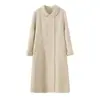 Casaco de Lã Quente Dupla Face Estilo Hepburn para Mulheres, Novo Casaco de Lã Vintage com Ajuste na Cintura 413837
