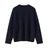 Suéter de Cashmere Feminino 100% Cashmere Puro Verde Vazado Outono e Inverno Retrô Gola Redonda Pulôver Casual Tricotado Quente