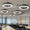 Lámpara Colgante Circular Hueca LED para Oficina, Iluminación Artística Circular para Gimnasio y Supermercado, Luz Decorativa Minimalista Moderna para Tienda