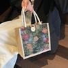 Bolsa de almuerzo Bento de lino al por mayor transfronteriza, bolso de mano de moda 2026 para salidas, bolso de hombro Ins para mujer