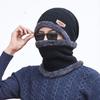 Gorro de punto de invierno para hombre, forro polar, cuello cálido, gorro de una pieza, gorro de lana gruesa, gorro para madre e hijo, gorro cruzado de dos piezas.