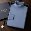 Suéter de Cachemira con Cuello para Hombre Otoño e Invierno Casual de Negocios Joven y de Edad Media Suéter de Punto de Color Sólido Top Base Holgado