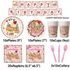 Nuevo juego de vajilla de capibara rosa en stock para decoración de fiesta de cumpleaños, vasos de papel desechables, platos de papel y servilletas de papel
