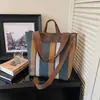 Bolsa de Gran Capacidad para Viajes Diarios para Mujer 2026 Invierno Nuevo Bolso de Lona Rayada Bolso de Hombro Casual Bolso de Mano